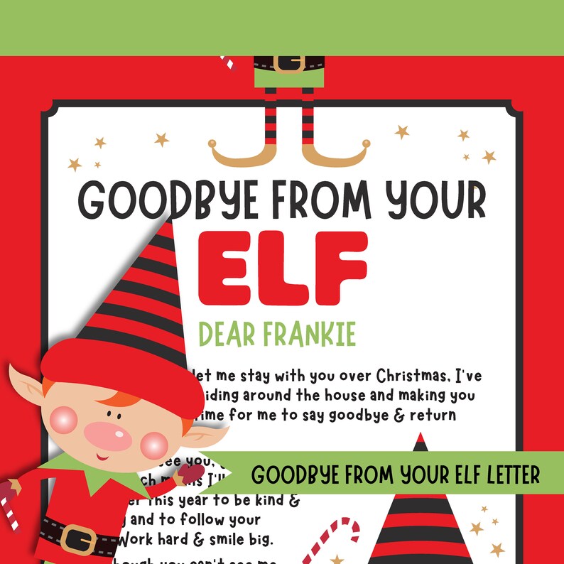 EDITABLE Goodbye From Your Elf Letter Red Printable Elf Shelf Etsy
