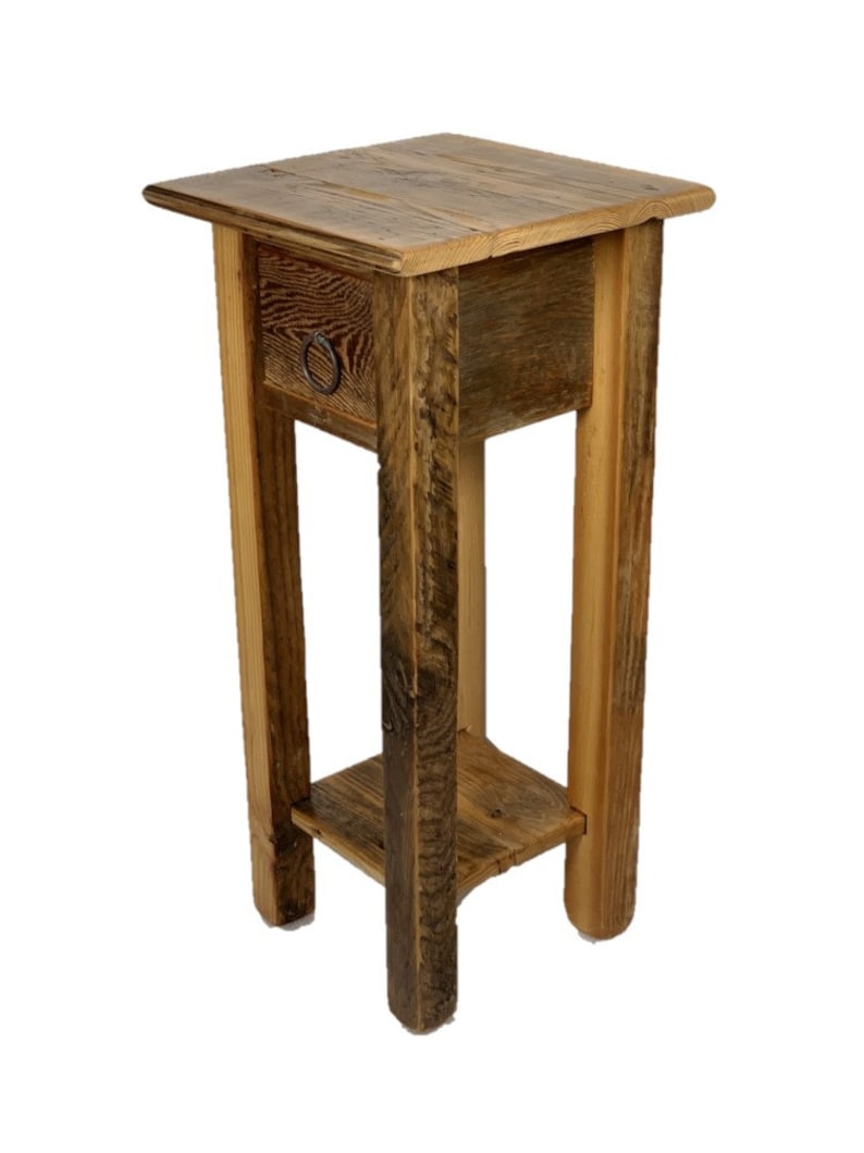 Pedestal End Table With Drawer Etsy