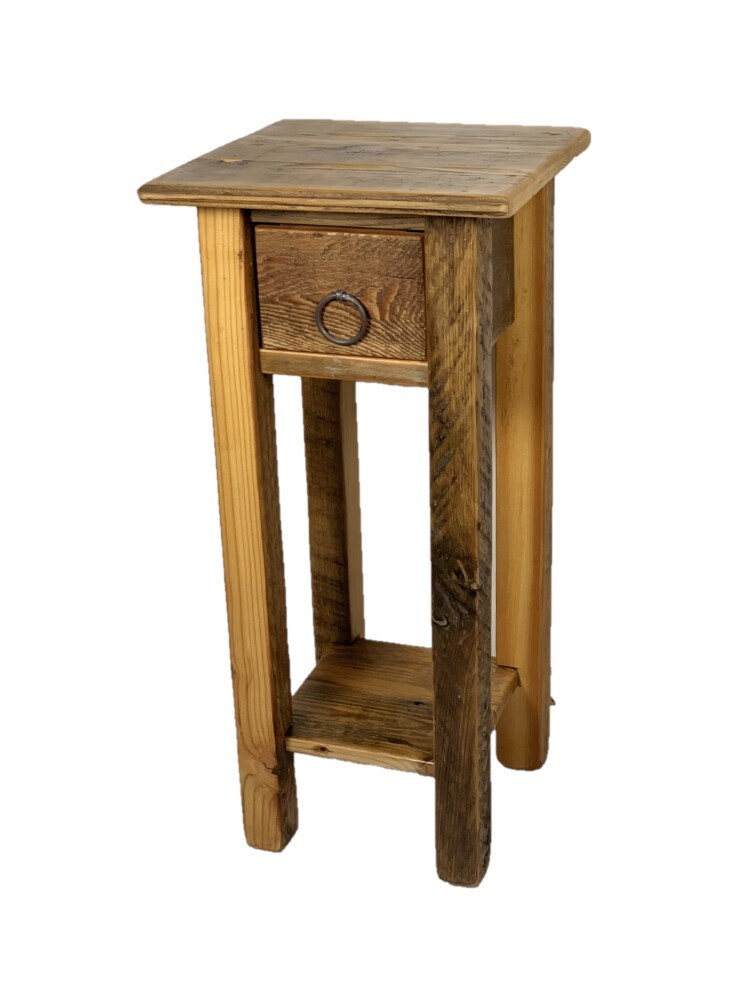Pedestal End Table With Drawer Etsy