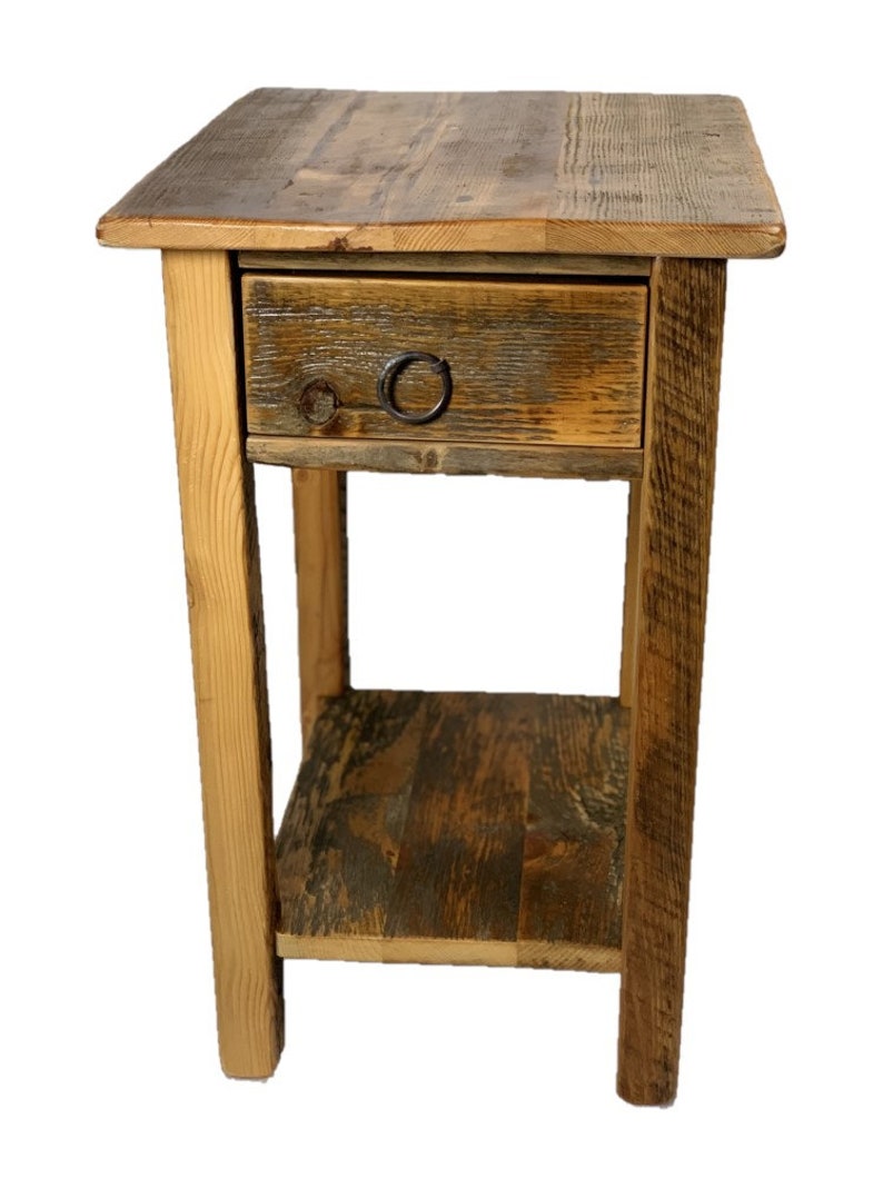 Rustic End Table With Drawer - Etsy