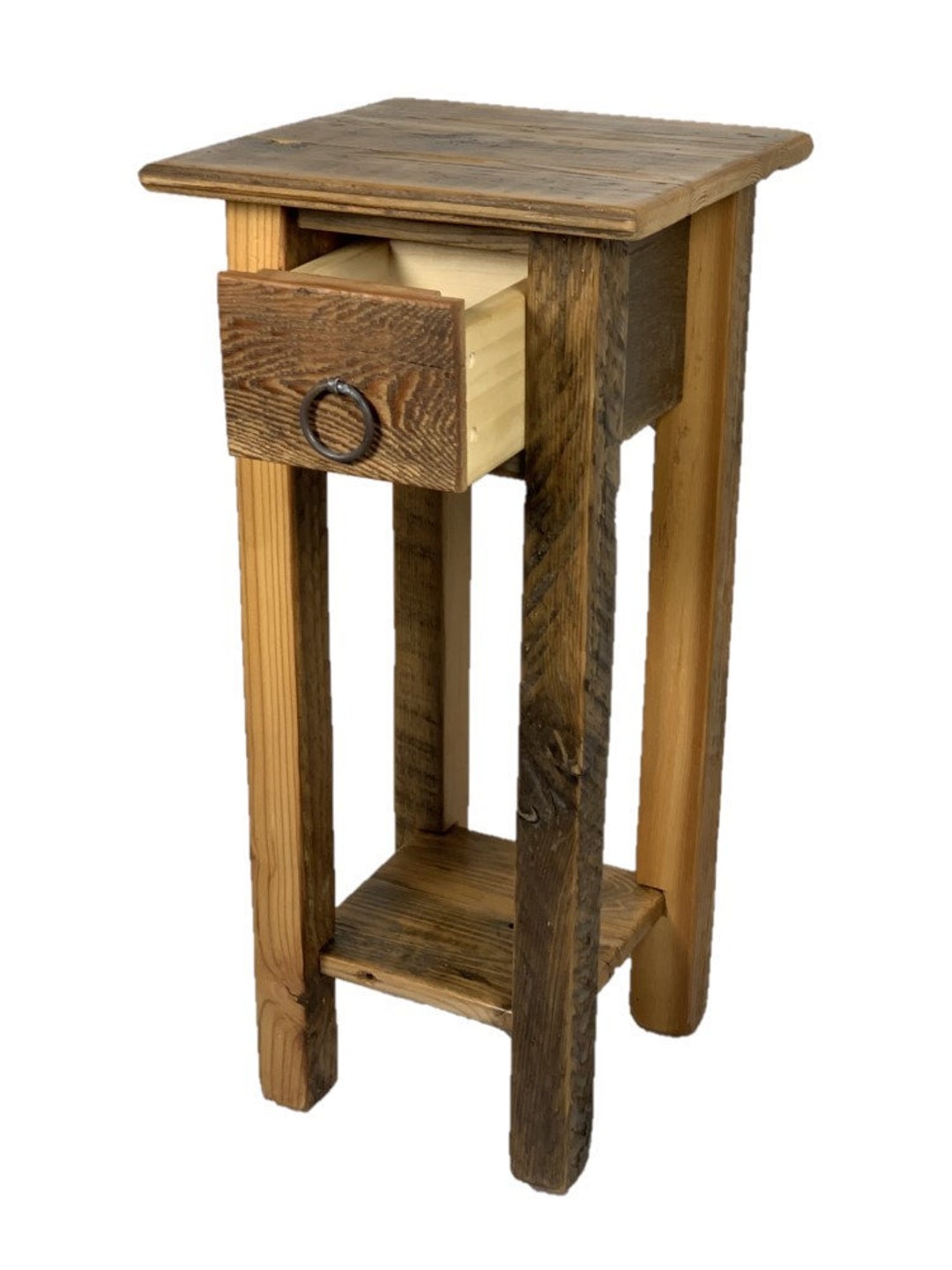 Pedestal End Table With Drawer Etsy