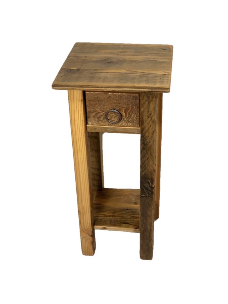 Pedestal End Table With Drawer Etsy