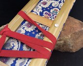Pecha Holder, BAMBOO FRAME W BROCADE - 18 quot X 5 quot holder for pecha texts