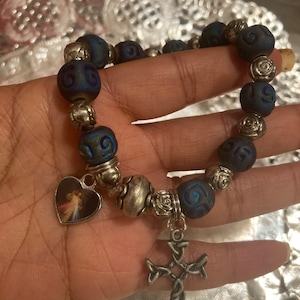 Divine Mercy Bracelet|Strechy Religious Bracelet|Saint Charm Bracelet |Baptism| First Communion|