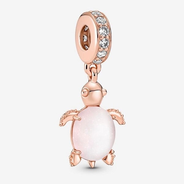 Brand new rose gold turtle 925 sterling silver charm hallmarked and compatible with Pandora bracelets