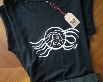 Flowing Locks Hand printed T shirt