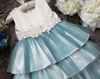 Green Occasional Flower Girl Dress, Party Dress, Giselle