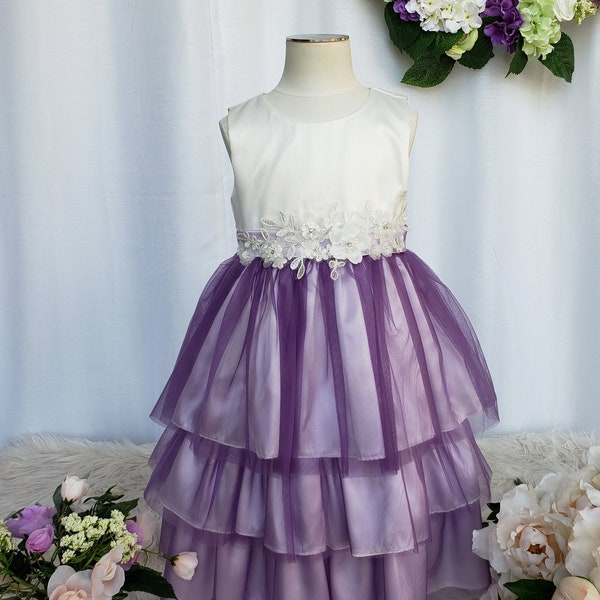 Purple Occasional Flower Girl Dress, Party Dress