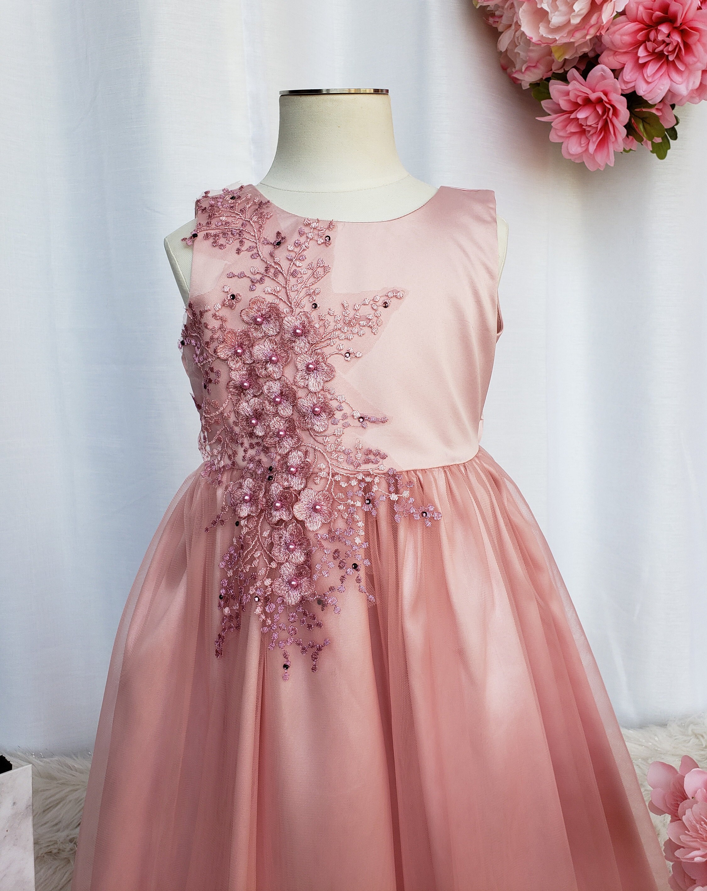 Rose Gold Occasional Flower Girl Dress Party Dress Open Back Etsy Canada