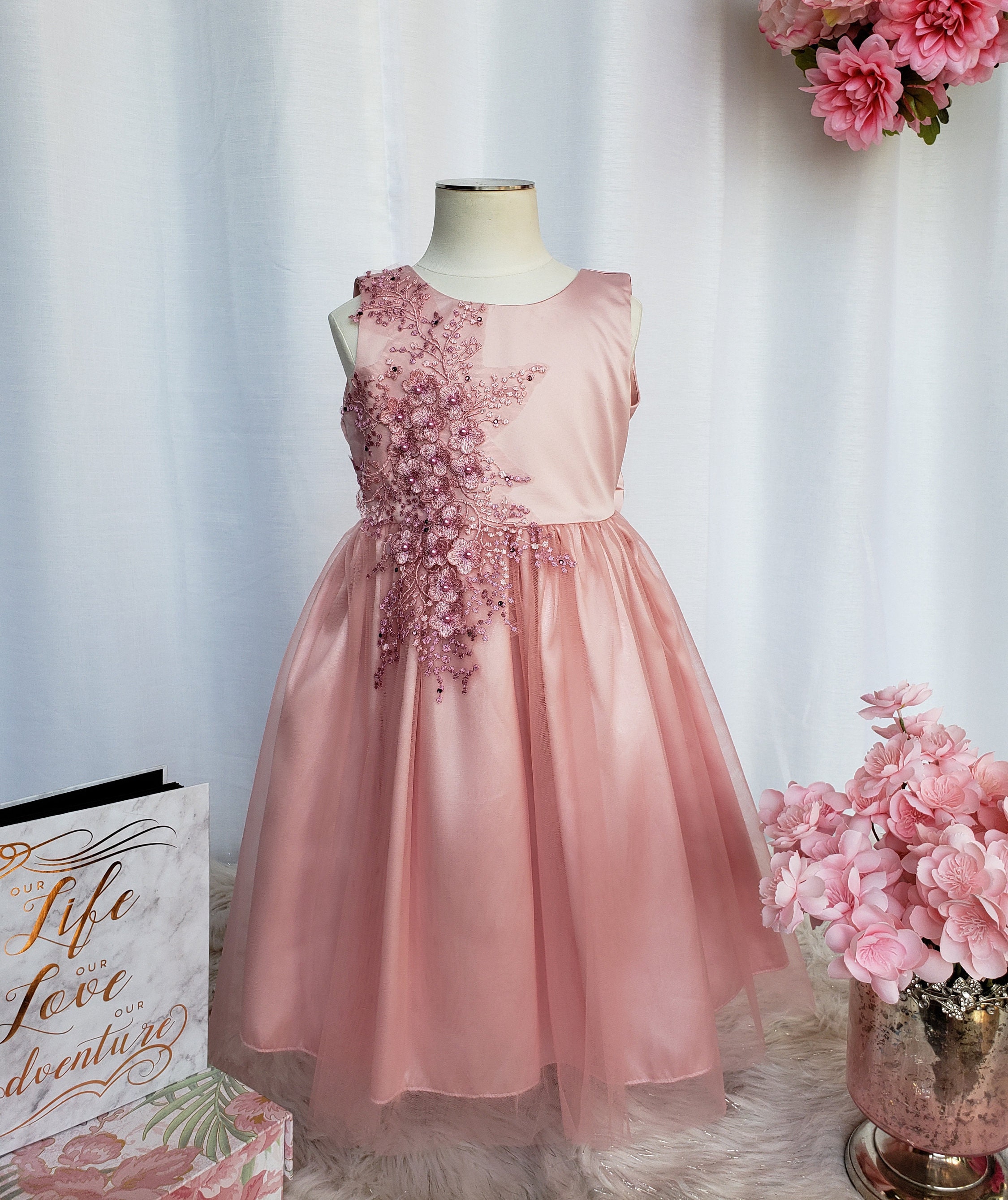 Rose Gold Occasional Flower Girl Dress Party Dress Open Back Etsy Canada