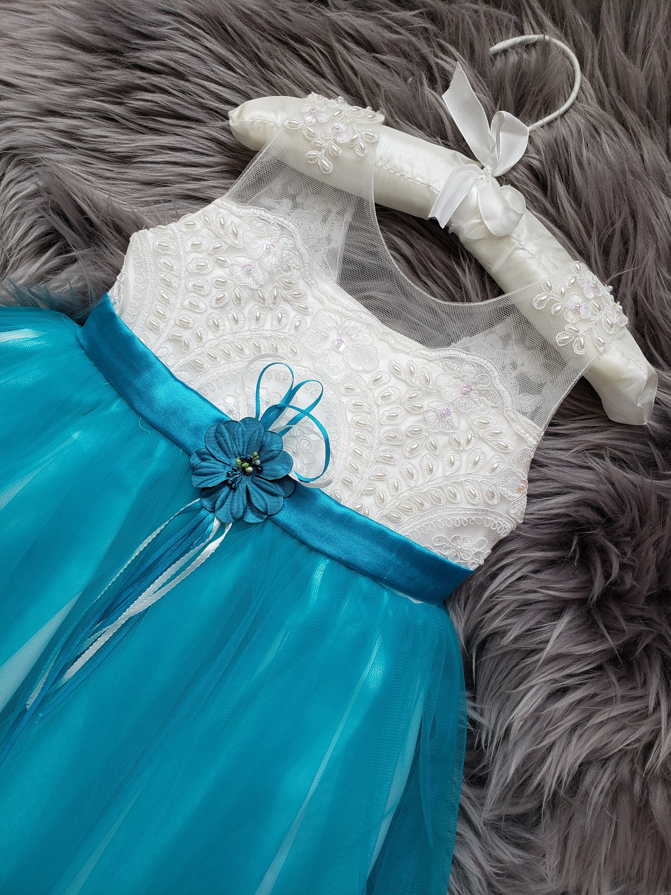 Teal Occasional Flower Girl Dress Party Dress Wedding Dress Etsy