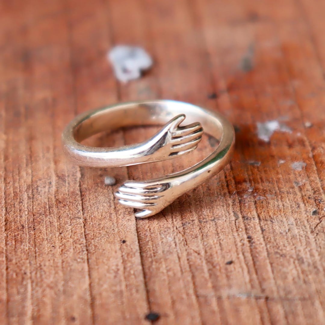 Sterling Silver Hug Ring, Adjustable Handcrafted Stacking Ring - Etsy