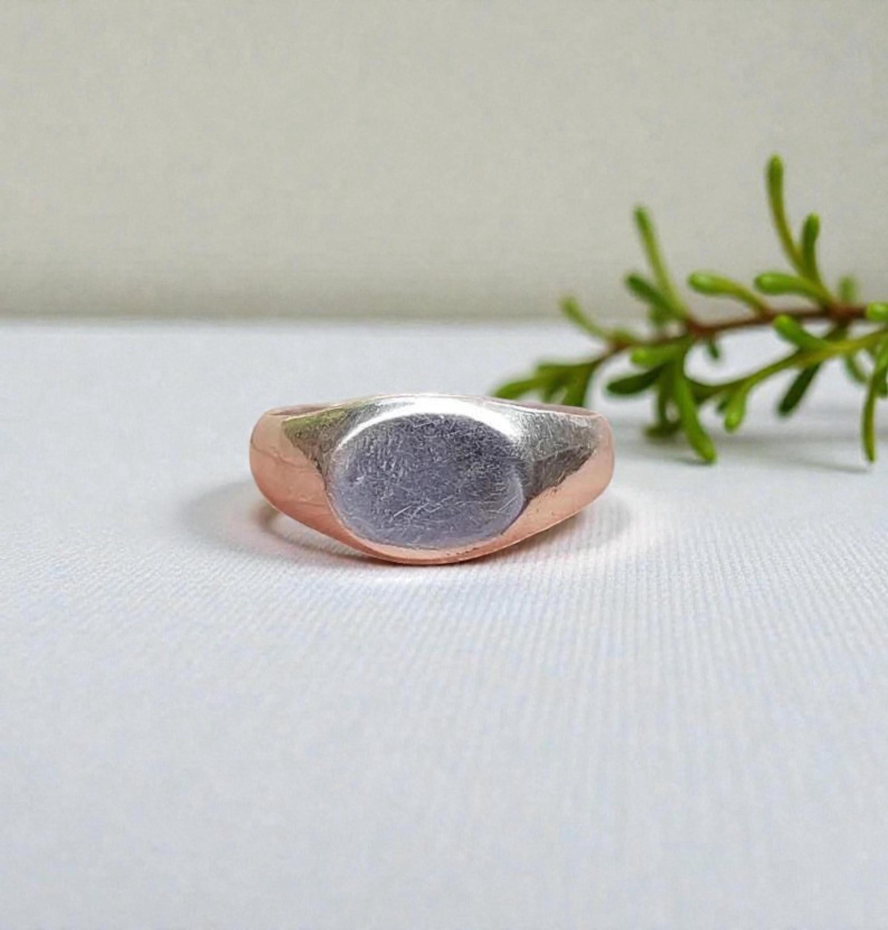 【新品未使用】W double oval pinkie ring 14号 ovy Handmade Oval Sterling Silver Signet Ring • Unisex Engravable