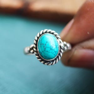 Blue Turquoise Ring, Gemstone Ring, Turquoise Ring, 925 Silver Sterling Ring, Turquoise Jewelry, Silver Ring, Handmade Ring, Statement Ring