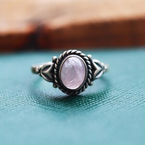 Rose Quartz Ring, Handmade Ring, Rose Quartz Jewelry, 925 Sterling Silver Ring, Rose Ring, Silver Jewelry, Promise Ring, Gift for her.