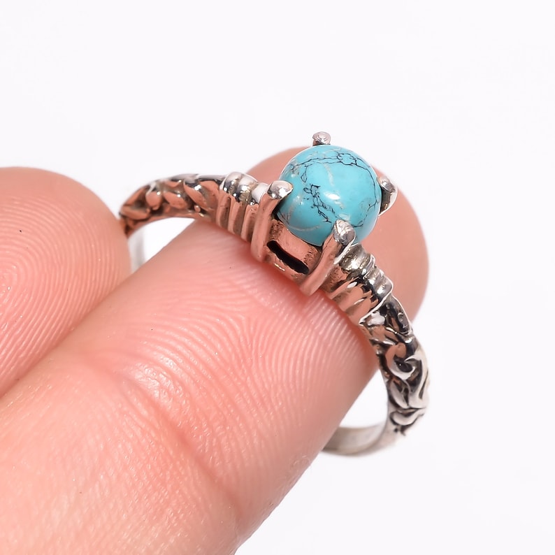 Promise Ring Gift For Her Statement Ring Free Shipping Tibetan Turquoise Gemstone Vintage Style Handmade 925 Sterling Silver Ring RR-37