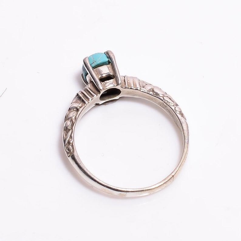 Promise Ring Gift For Her Statement Ring Free Shipping Tibetan Turquoise Gemstone Vintage Style Handmade 925 Sterling Silver Ring RR-37