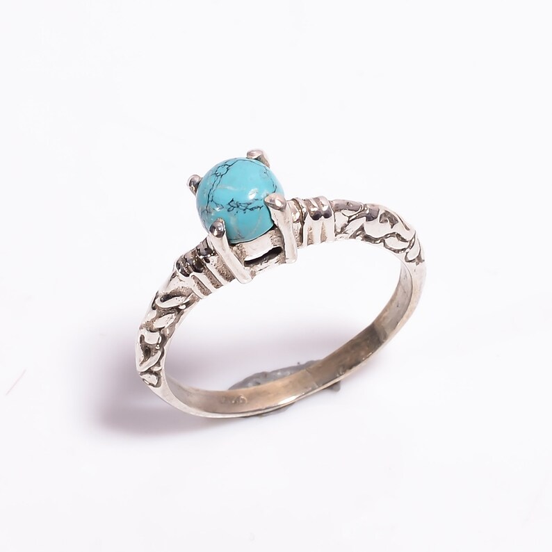 Promise Ring Gift For Her Statement Ring Free Shipping Tibetan Turquoise Gemstone Vintage Style Handmade 925 Sterling Silver Ring RR-37