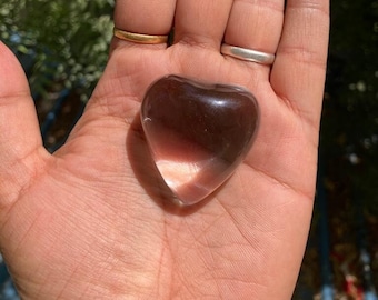 Mini corazón de cuarzo transparente AAA - Corazón de cristal plano - Corazón tallado - Corazón de piedra preciosa - Cristal de cuarzo transparente / Cristal del chakra de la corona