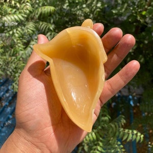 Calcite Bowl | Calcite Leaf Shape Bowl | Yellow Calcite Crystal Bowl | Gemstone Bowl | Home Decor Crystal Gift