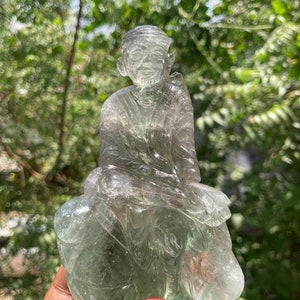 Prasiolite Sai baba statue | Green Amethyst Sai Baba Hindu God figurine | Lord Sai Baba Statue for Home and Office Pooja Mandir
