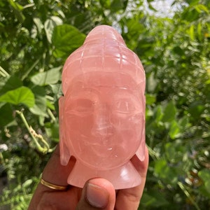Pink Rose Quartz Buddha Head | Pink Crystal Buddha Carving | Buddha Statue | Heart Chakra crystal | Hand carved buddha face | Home Decor