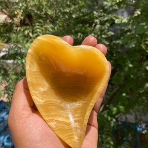 Calcite Bowl | Calcite Heart Shape Bowl | Yellow Calcite Crystal Bowl | Gemstone Bowl | Home Decor Crystal Gift