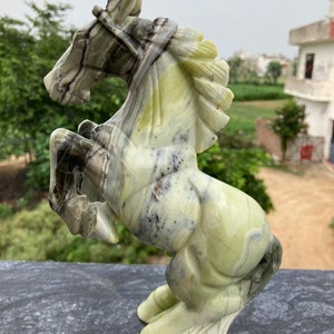 Exquisite Serpentine Crystal Horse Figurine | Large Serpentine Stone Carved and Polished Horse | Harmony | Metaphysical Animal Home Decor