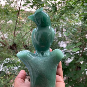 Green Jade Bird Carving - Crystal Bird - Carved Bird Statue - Carved Crystal Bird- Natural Jade Bird - Bird Carving