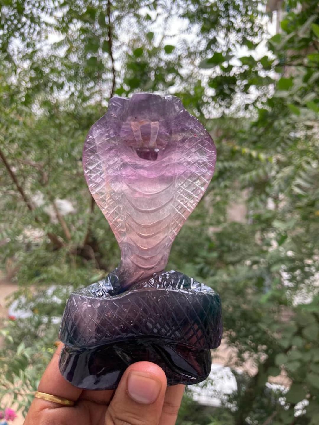 Multi Fluorite Cobra | Crystal Snake | Snake Carving | Cobra Statue ...