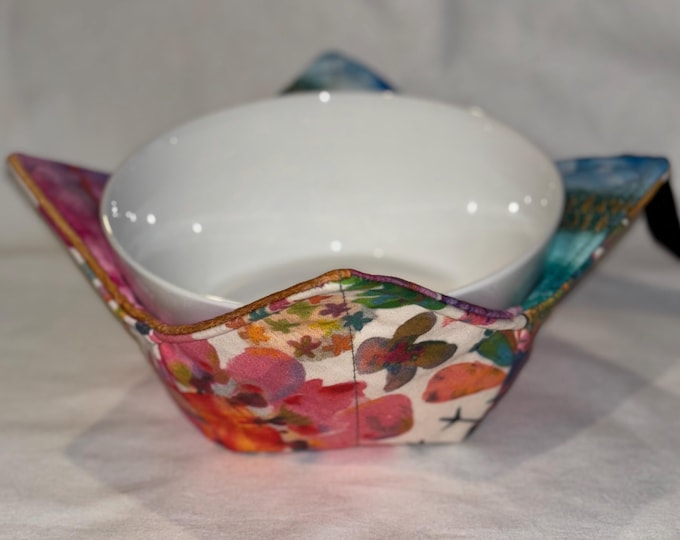 Reversible Bowl Cozy: 100% Cotton Microwave Bowl Holder
