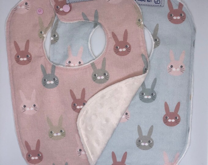 Baby Bibs - Soft Minky backed baby feeding bibs in Cotton or Flannel.