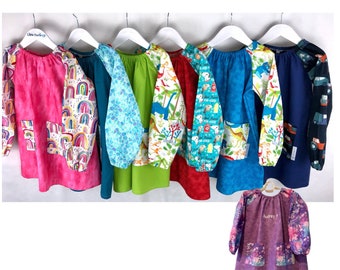 Children's Personalised Art Smocks - Size 5-7 Colorful Personalized Child’s Long Sleeved Cotton Art Smock