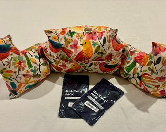 Post surgery pillow - lumpectomy, mastectomy, top surgery recovery aid, seat belt shield Pockets for 2 included cool packs. Double U shaped.