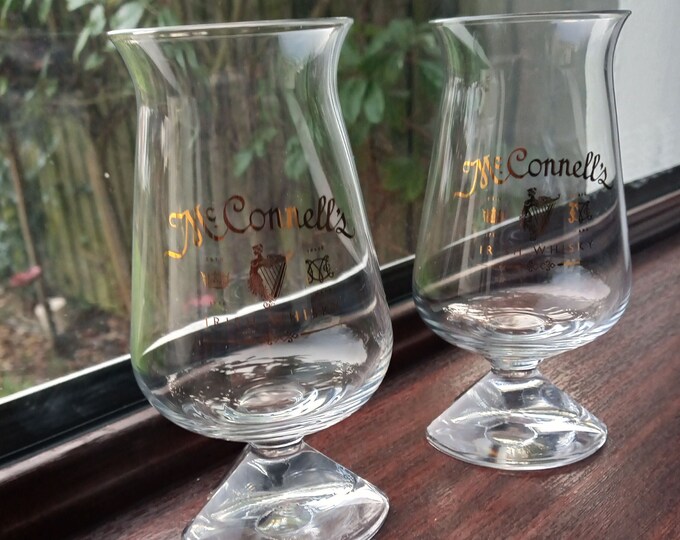 Pair of Vintage Irish Whiskey Glasses. Mcconnell Irish Whiskey Glasses