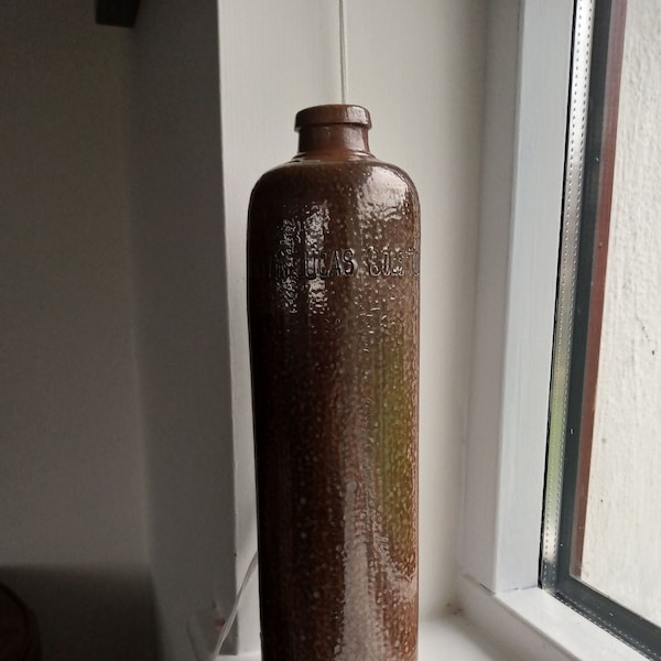 Antique Dutch Gin Bottle. Tall Stoneware Bottle,  Erven Lucas, Bols 'Tlootsje' Amsterdam.