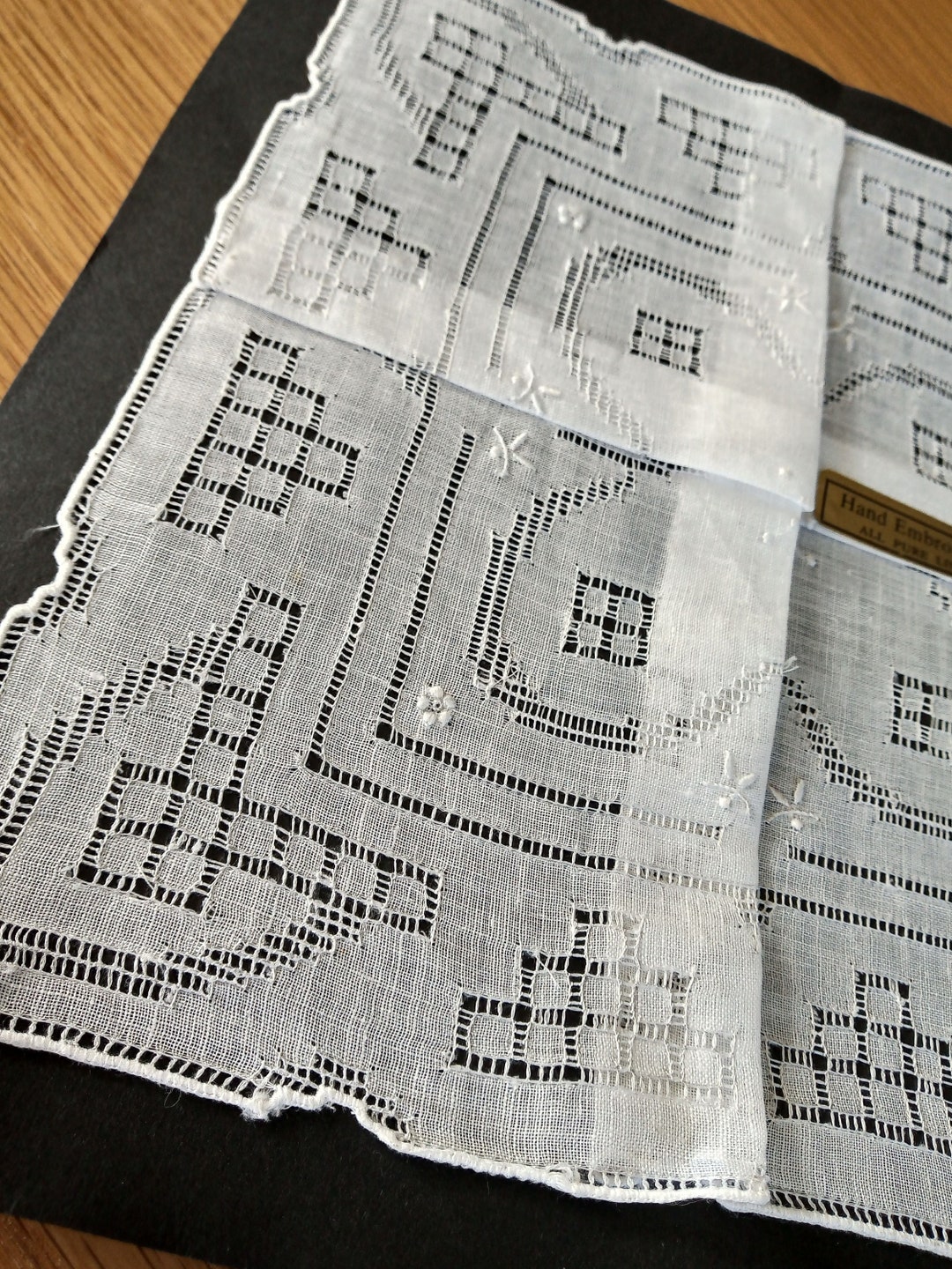 Vintage Linen Handkerchief, Wedding Hankie, Hand Embroidered