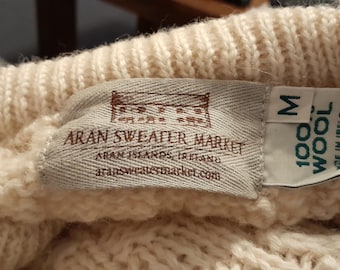Jersey Aran vintage, talla M unisex. Islas Aran, Irlanda.
