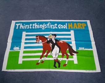 Vintage Limited Harp Larger Tea Towel,  Pure Linen.   Unused.
