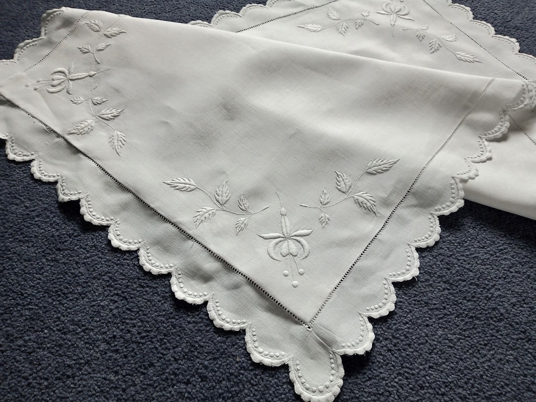 Vintage Irish Linen Pillowcase/sham. White on White Hand Etsy UK