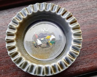 Vintage Wade Ireland Clover Dish With Pixie Figure Irish Shamrock