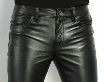 Mens Leather Genuine Sheep Leather Party Pants double Closure - Etsy