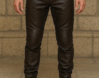 Handgefertigte Mittelalterliche Kunstleder Hose: Renaissance Cosplay Hose
