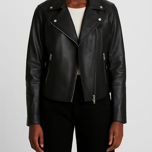 Veste motard en cuir d'agneau pour femme