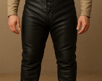 Men's Medieval Faux Leather Pants: Renaissance Viking Costume Trousers