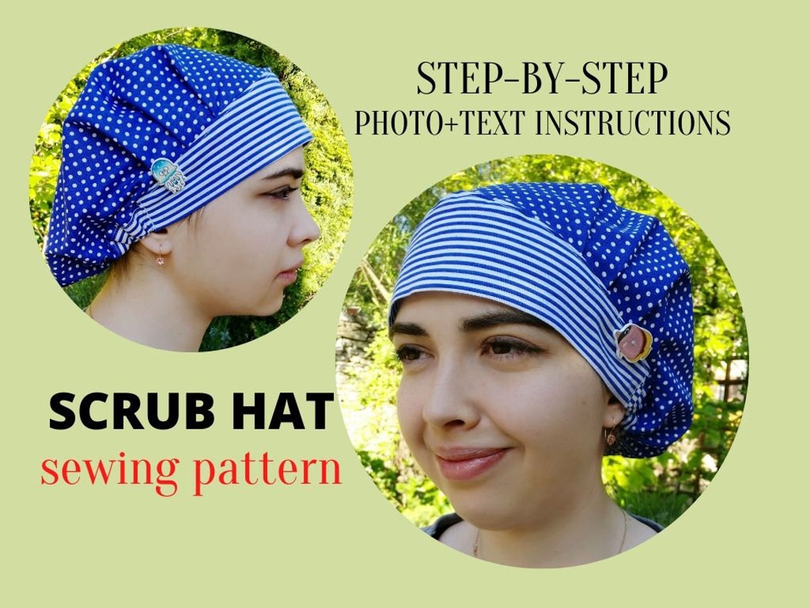 Nurse scrub hat sewing patterns bouffant surgical cap | Etsy