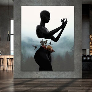 Inner peace, African Wall Art Prints, Black Girl Magic, Living Room Wall Art, Afrocentric Female Portrait Art