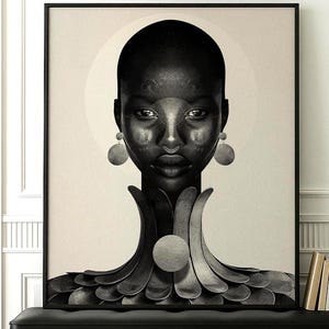 Minimalist African Wall Art, Neutral Afrocentric Print, Black Art Home Decor