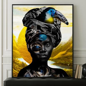 black women art | African art for Living Room | Afrocentric Portrait