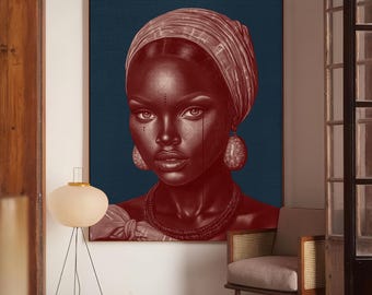 Afrocentric Wall Art, African Woman Print, Neutral Black Decor